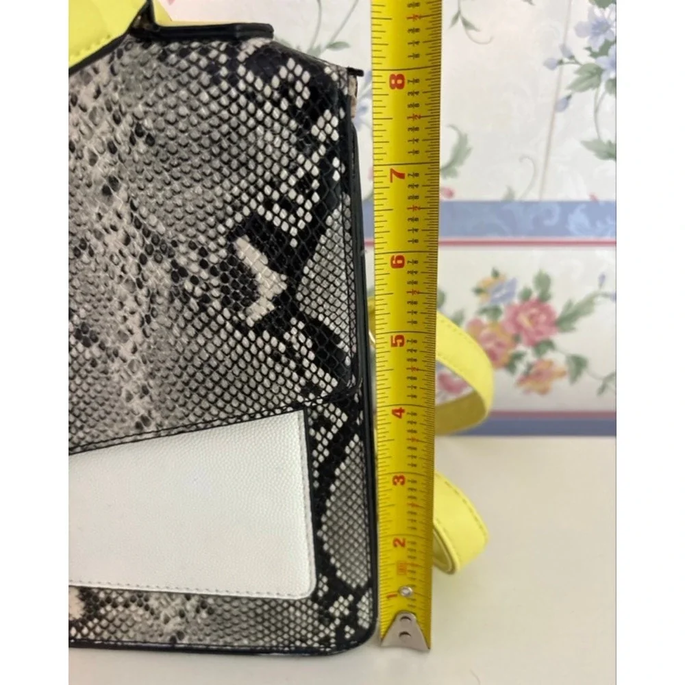 Aldo Snakeskin Print Satchel Neon Yellow Grey White Crossbody Handbag